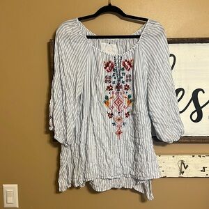 3J Workshop Blouse Top with Embroidery Detail